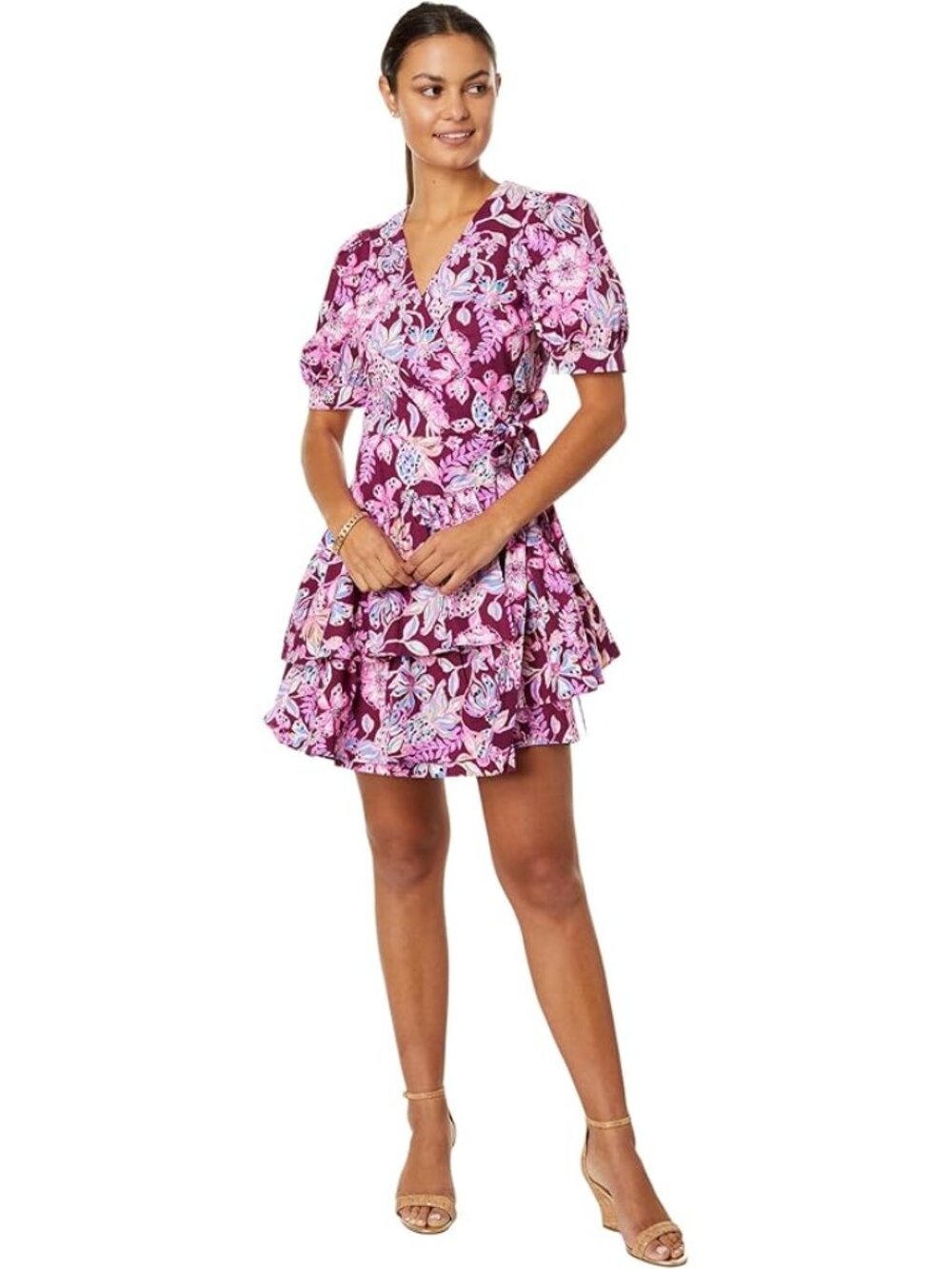 Lilly Pulitzer Amarena Cherry Alexandria Elbow Sleeve‎ Cotton Wrap Dress 10 NWT